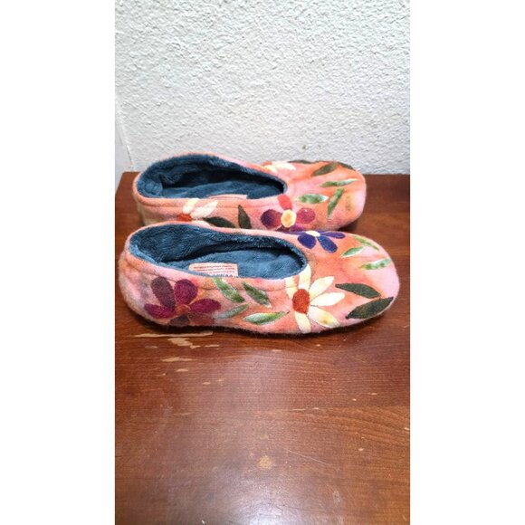 The Bag Ladies Of Sequin Art Floral Slip-On Slippers 11-12 Multicolor Fleece Sof - Picture 3 of 8